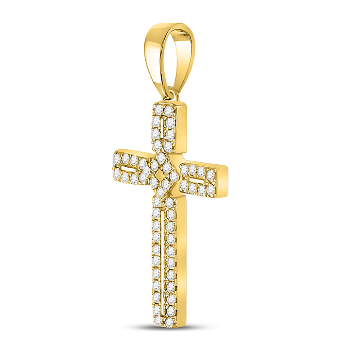10kt Yellow Gold Women's Diamond Roman Cross Pendant 1/3 ctw