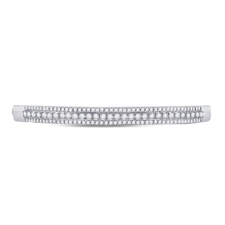 14kt White Gold Women's Diamond 3-Row Bangle Bracelet 1-7/8 ctw - view 4