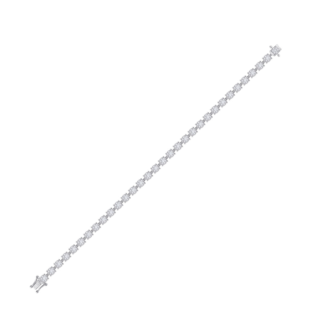 14kt White Gold Women's Diamond Cluster Tennis Bracelet 3 ctw