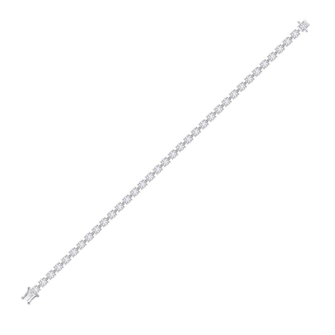 14kt White Gold Women's Diamond Cluster Tennis Bracelet 1-7/8 ctw