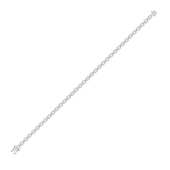14kt White Gold Women's Diamond Cluster Tennis Bracelet 1-7/8 ctw
