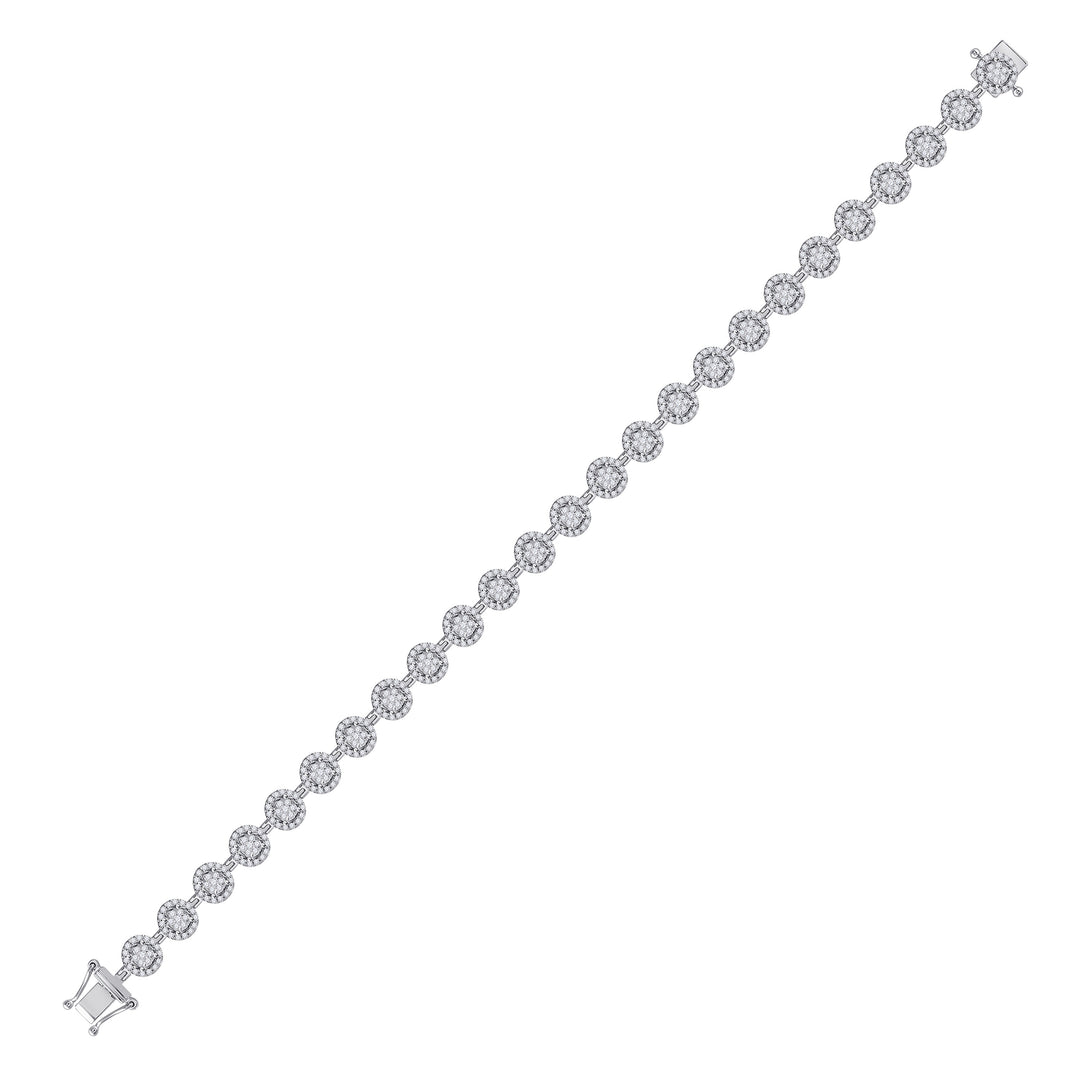14kt White Gold Women's Diamond Halo Cluster Tennis Bracelet 2 ctw