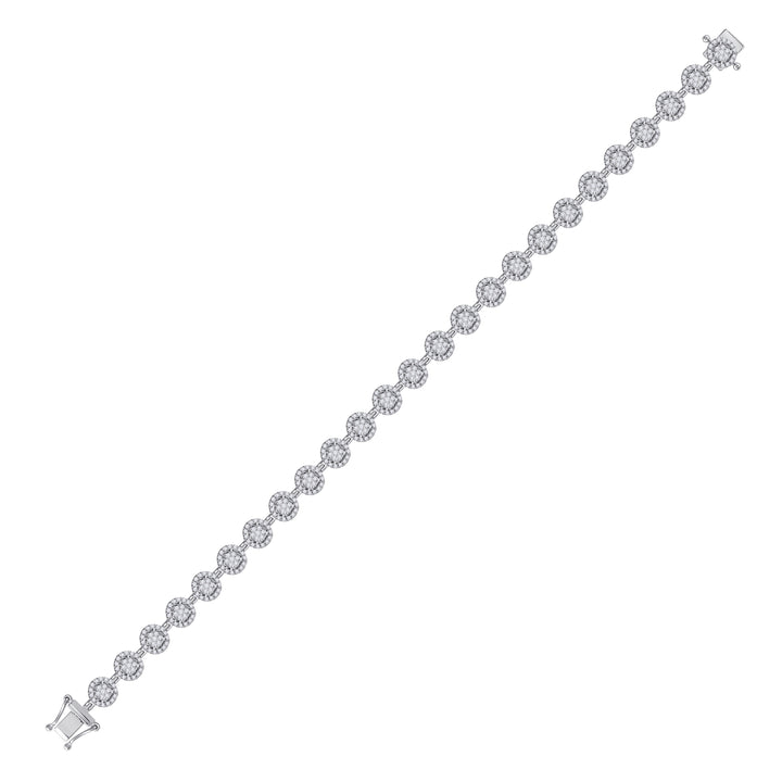 14kt White Gold Women's Diamond Halo Cluster Tennis Bracelet 2 ctw