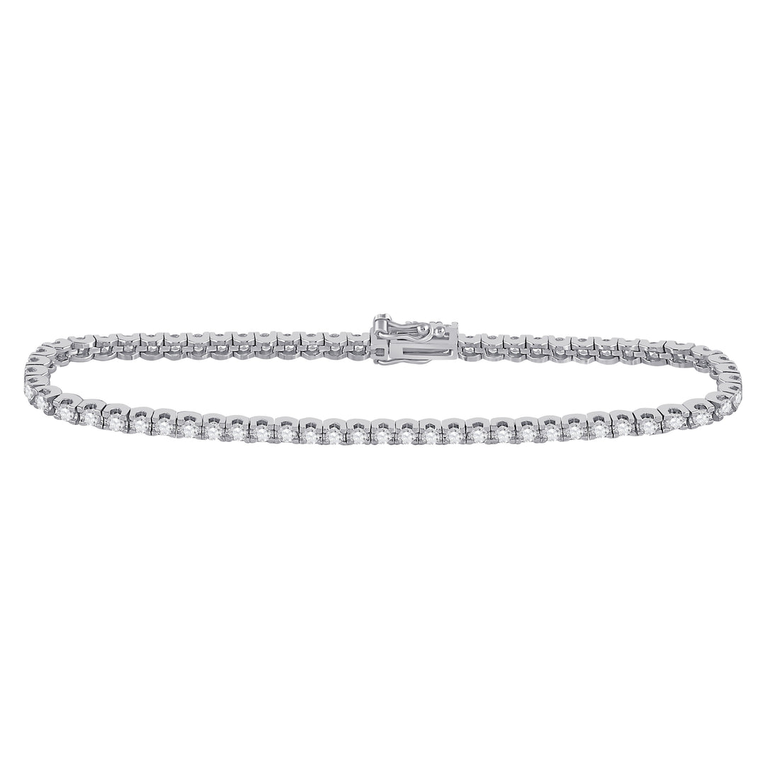 14kt White Gold Womens Round Diamond Classic Tennis Bracelet 3.00 Cttw