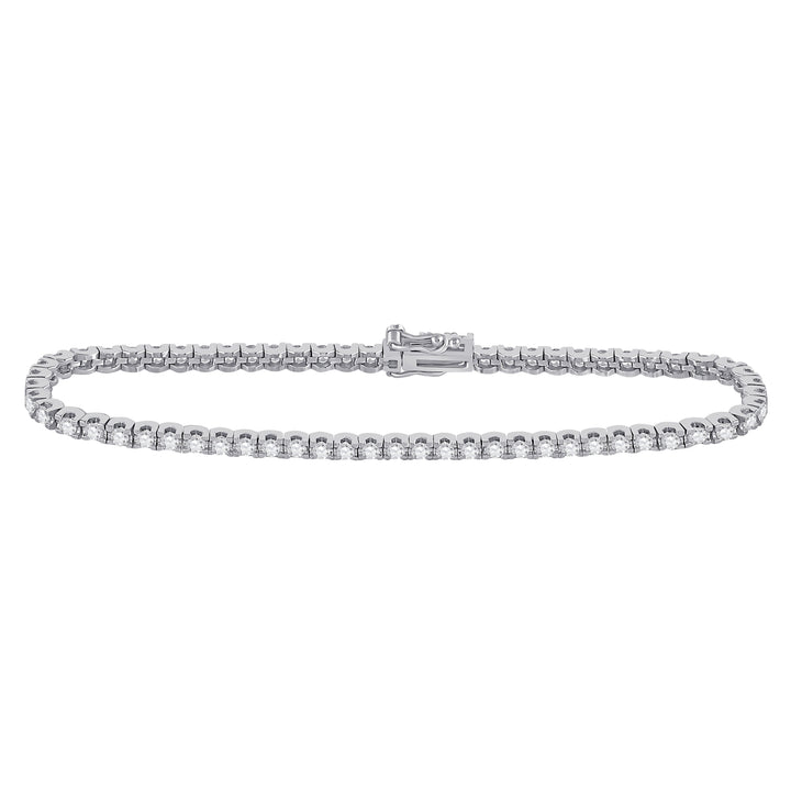 14kt White Gold Womens Round Diamond Classic Tennis Bracelet 3.00 Cttw