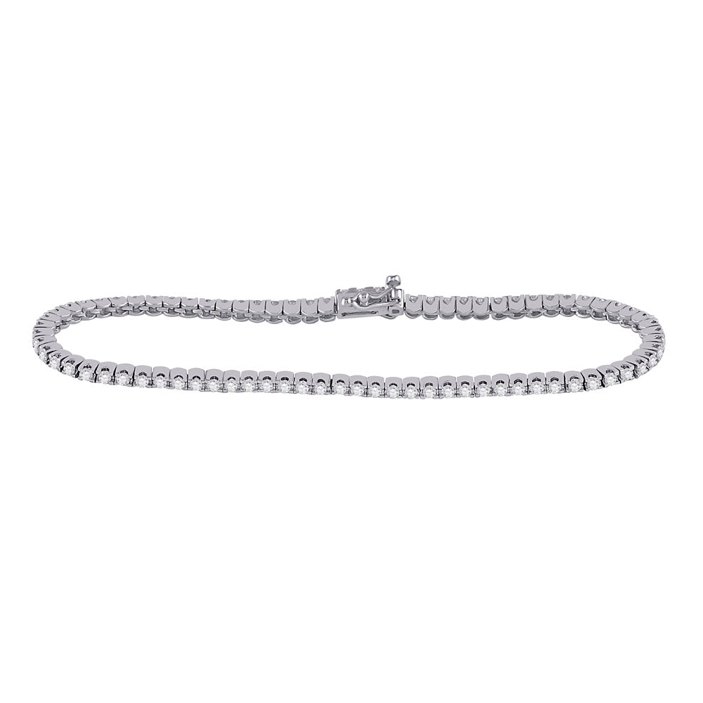 14kt White Gold Women's Diamond Classic Tennis Bracelet 2 ctw - view 2