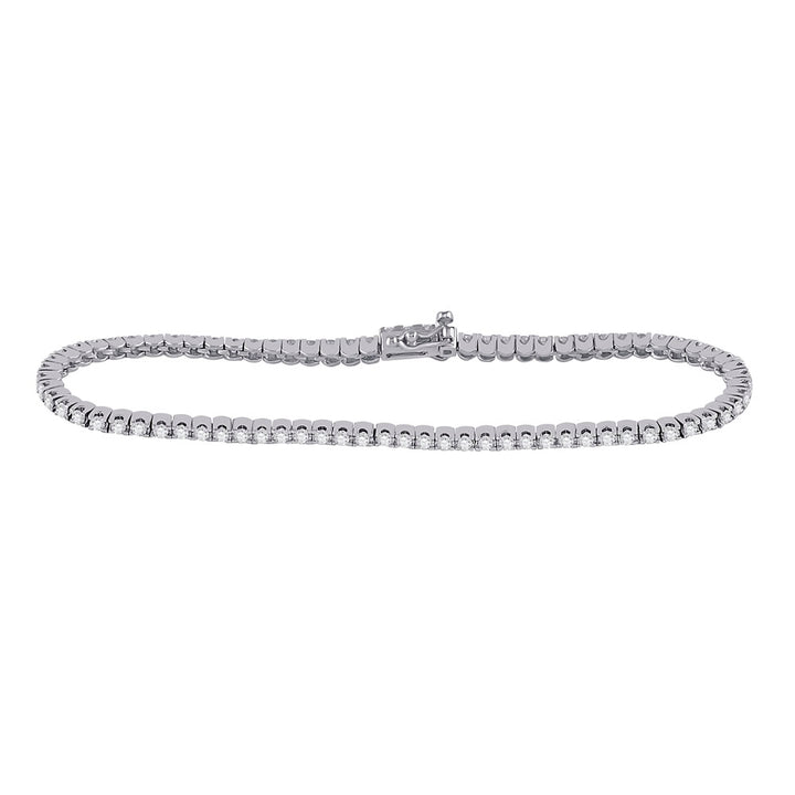 14kt White Gold Women's Diamond Classic Tennis Bracelet 2 ctw - view 2