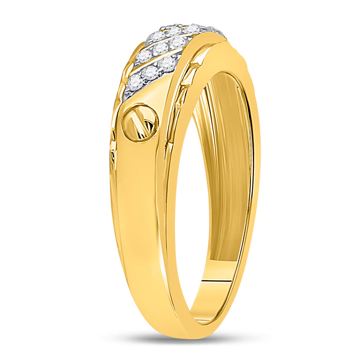 10kt Yellow Gold Mens Round Diamond Wedding Band Ring 1/5 Cttw