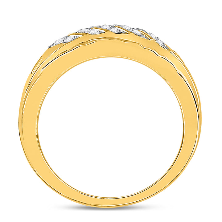 10kt Yellow Gold Mens Round Diamond Wedding Band Ring 1/5 Cttw