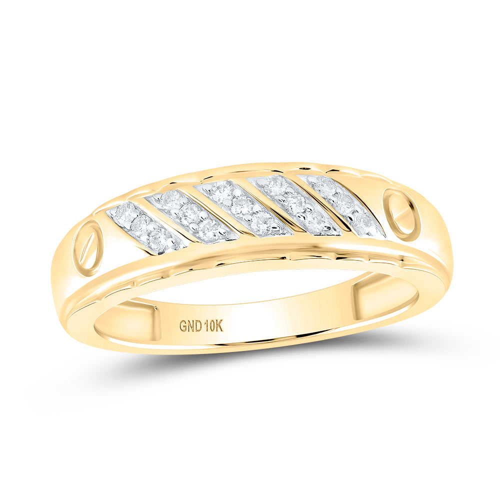 10kt Yellow Gold Mens Round Diamond Wedding Band Ring 1/5 Cttw