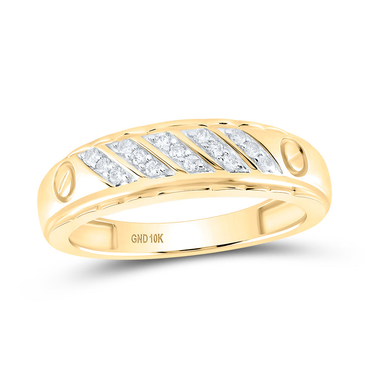 10kt Yellow Gold Mens Round Diamond Wedding Band Ring 1/5 Cttw