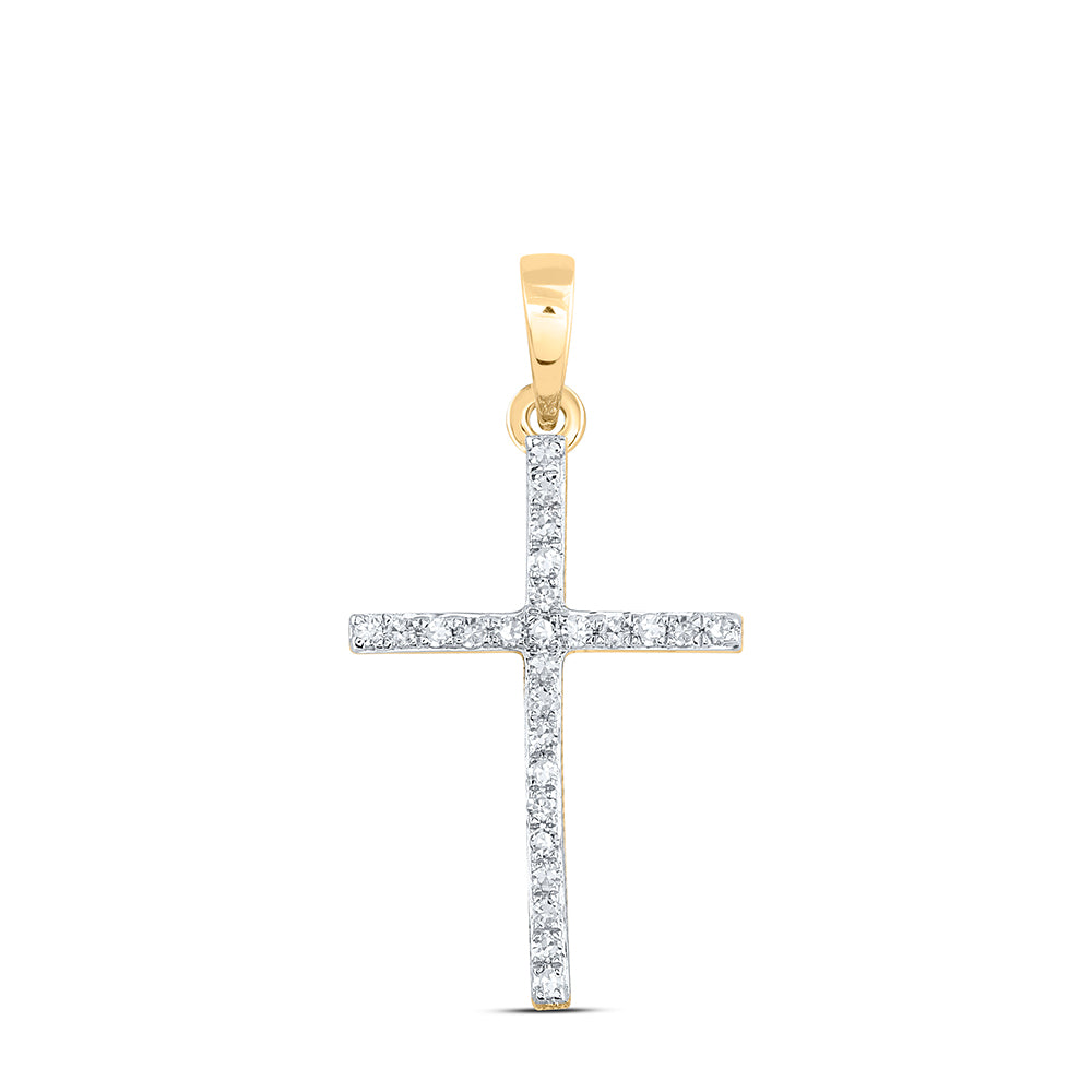 10kt Yellow Gold Women's Diamond Religious Cross Pendant 1/6 ctw - view 3