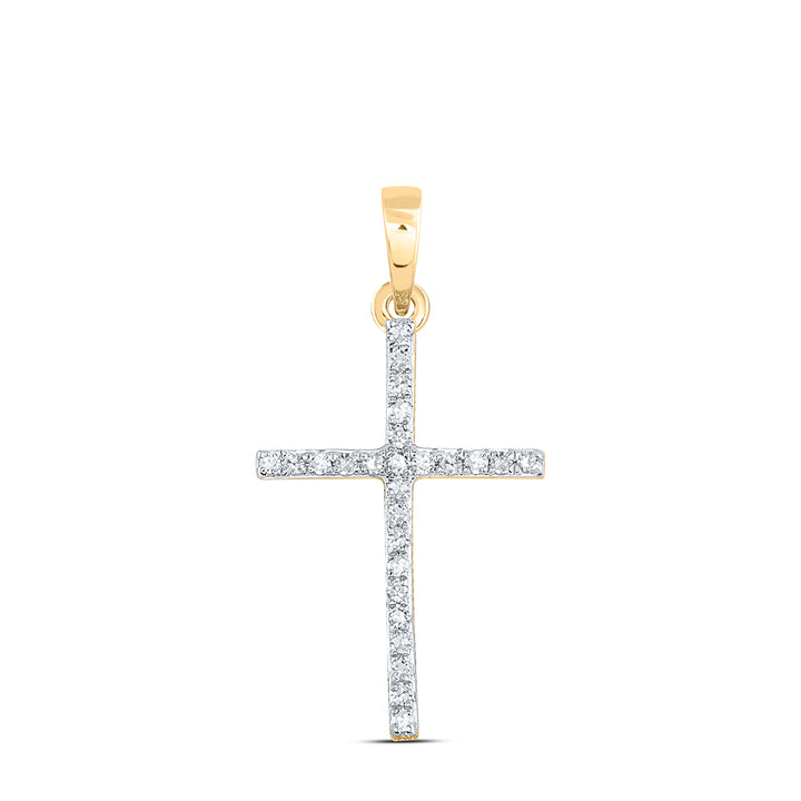 10kt Yellow Gold Women's Diamond Religious Cross Pendant 1/6 ctw - view 3