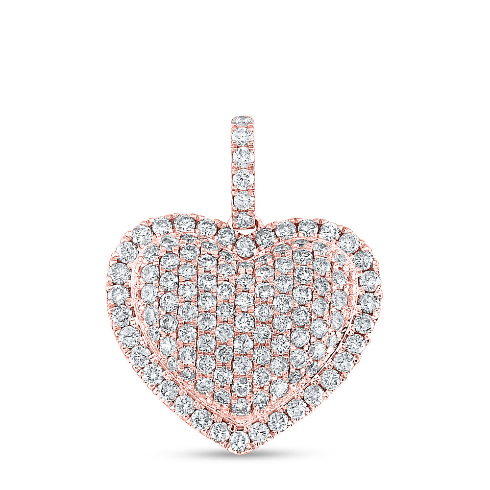 14kt Rose Gold Women's Diamond Fashion Heart Pendant 1-1/4 ctw - view 2