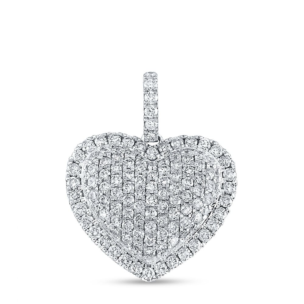 14kt White Gold Women's Diamond Fashion Heart Pendant 1-1/4 ctw - view 2
