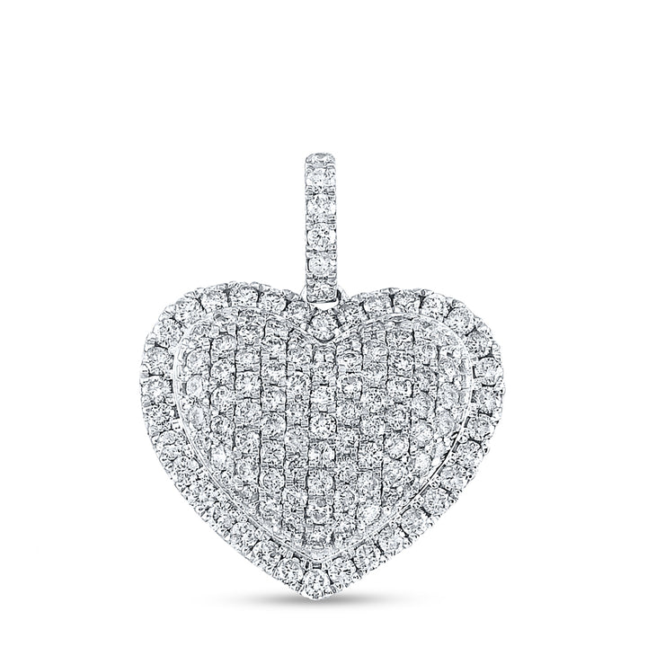 14kt White Gold Women's Diamond Fashion Heart Pendant 1-1/4 ctw - view 2