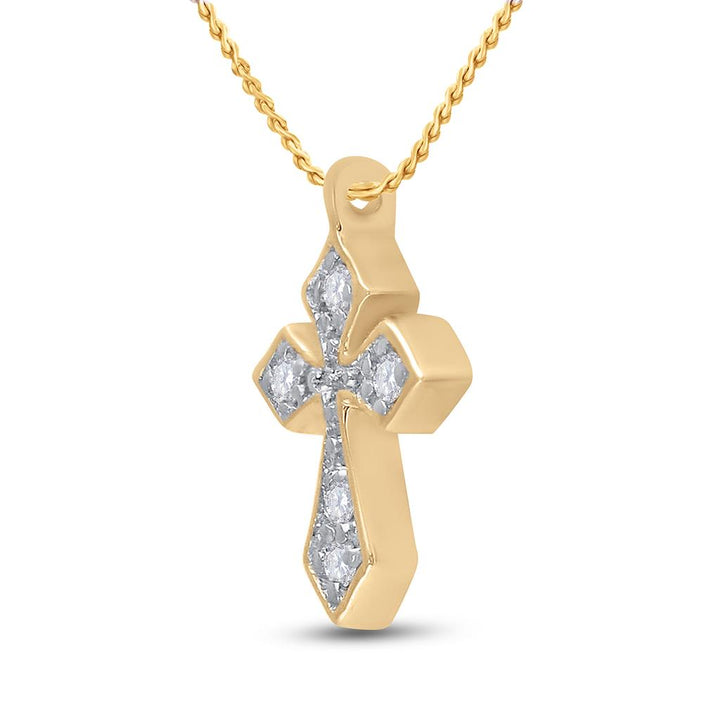 10kt Yellow Gold Women's Diamond Religious Cross Pendant 1/20 ctw