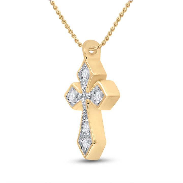 10kt Yellow Gold Women's Diamond Religious Cross Pendant 1/20 ctw - view 2