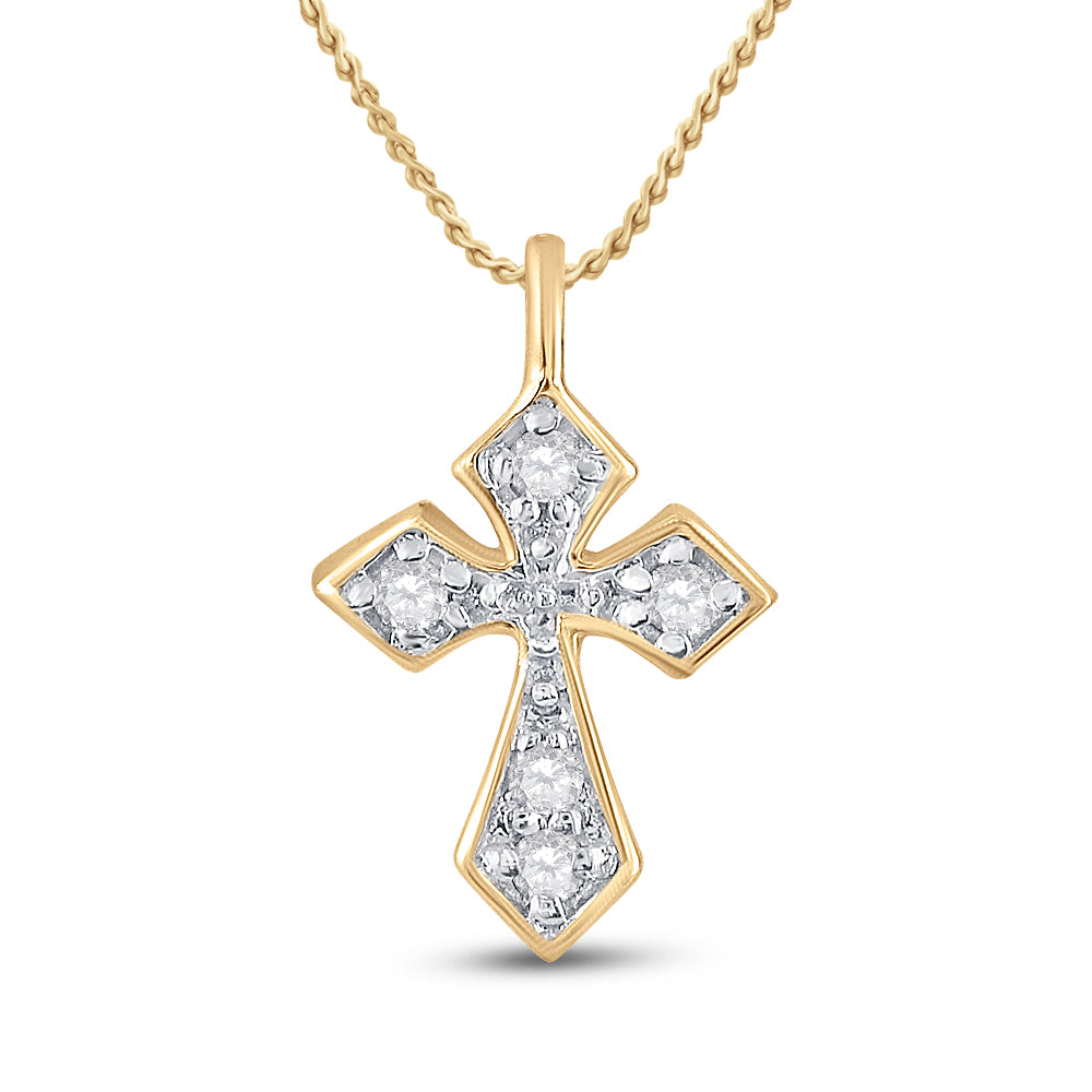 10kt Yellow Gold Women's Diamond Religious Cross Pendant 1/20 ctw - view 3