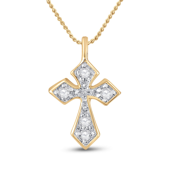 10kt Yellow Gold Women's Diamond Religious Cross Pendant 1/20 ctw - view 3