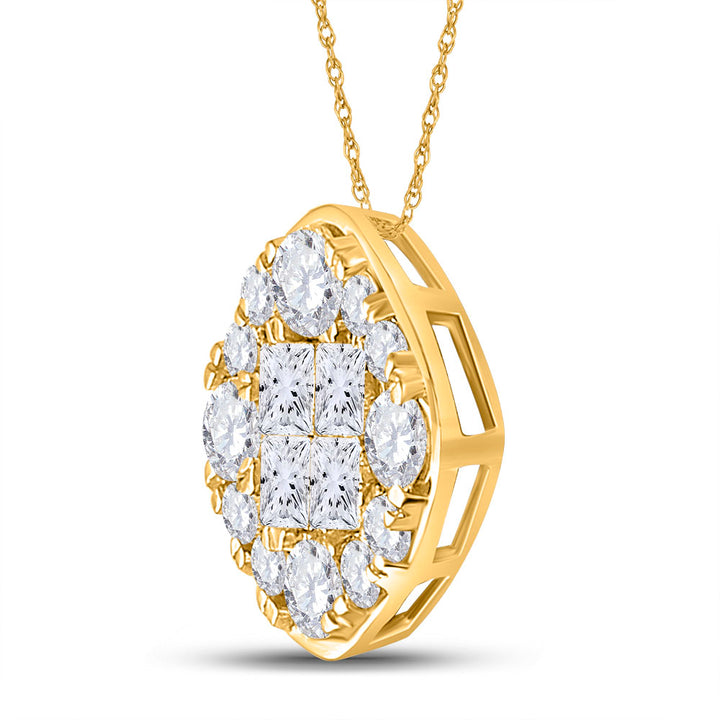 14kt Yellow Gold Women's Princess Diamond Pendant 1 ctw
