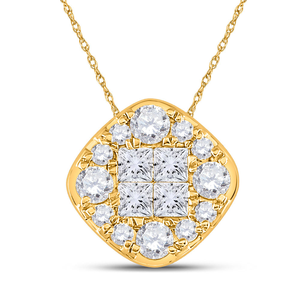 14kt Yellow Gold Women's Princess Diamond Pendant 1 ctw - view 2