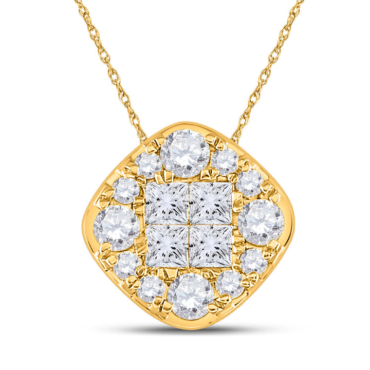 14kt Yellow Gold Women's Princess Diamond Pendant 1 ctw - view 2