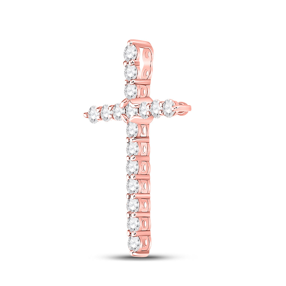 14kt Rose Gold Women's Diamond Religious Cross Pendant 1/2 ctw