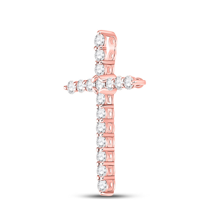 14kt Rose Gold Women's Diamond Religious Cross Pendant 1/2 ctw