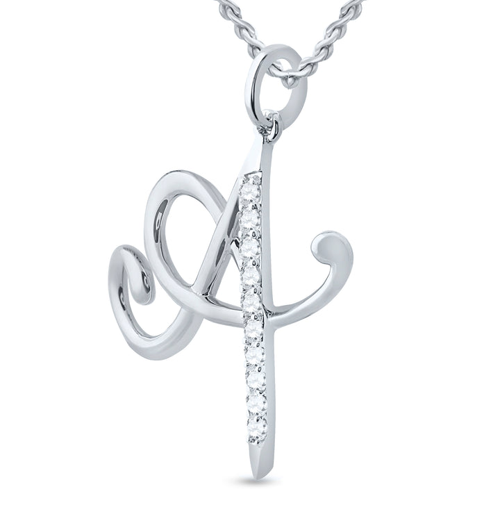10kt White Gold Women's Diamond Initial A Pendant 1/8 ctw