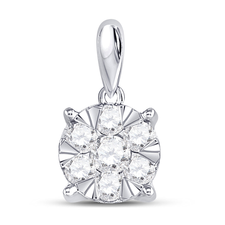 14kt White Gold Women's Diamond Flower Cluster Pendant 1/2 ctw - view 2