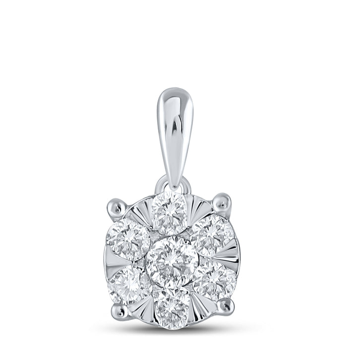 14kt White Gold Women's Diamond Flower Cluster Pendant 1/2 ctw - view 2