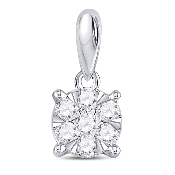 14kt White Gold Women's Diamond Flower Cluster Pendant 1/5 ctw - view 2
