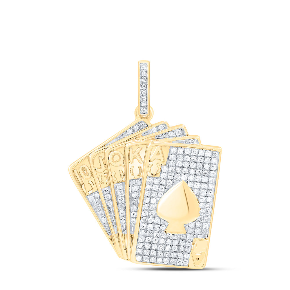 10kt Yellow Gold Men's Diamond Royal Flush Charm Pendant 5/8 ctw - view 2