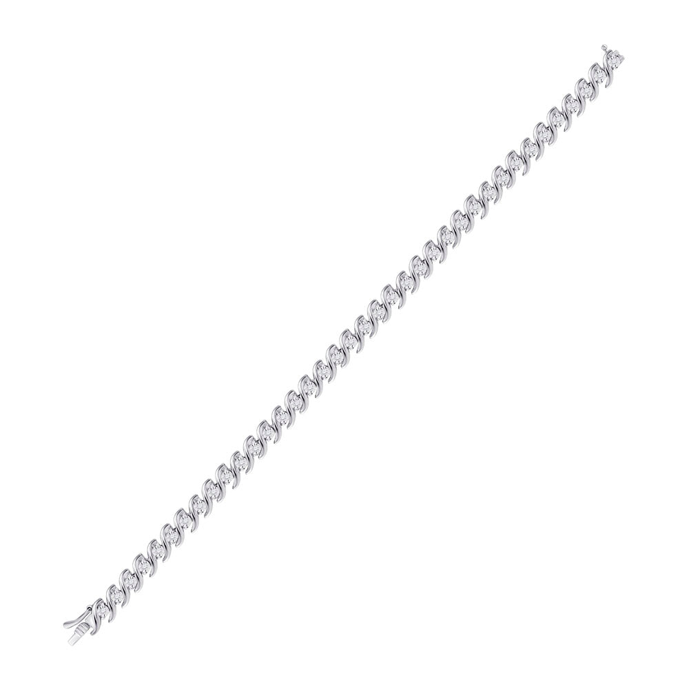 10kt White Gold Women's Diamond Fashion Tennis Bracelet 1/2 ctw