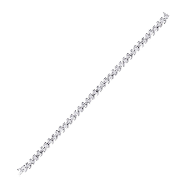 10kt White Gold Women's Diamond Fashion Tennis Bracelet 1/2 ctw
