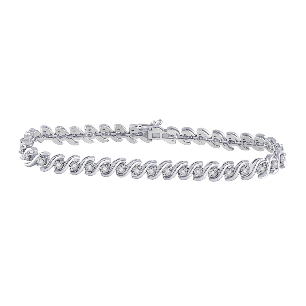 10kt White Gold Women's Diamond Fashion Tennis Bracelet 1/2 ctw - view 2