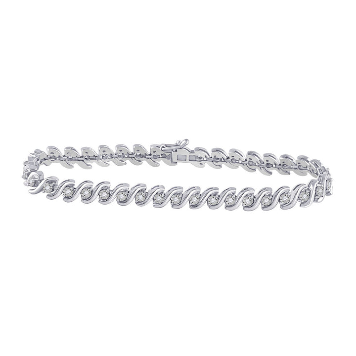 10kt White Gold Women's Diamond Fashion Tennis Bracelet 1/2 ctw - view 2