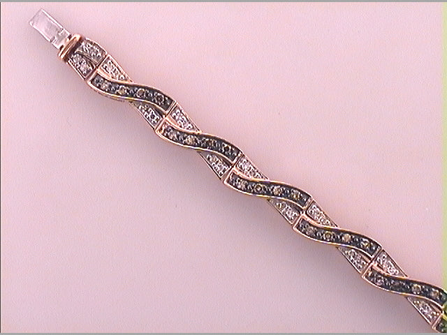 14kt Rose Gold Women's Brown Diamond Fashion Tennis Bracelet 7/8 ctw