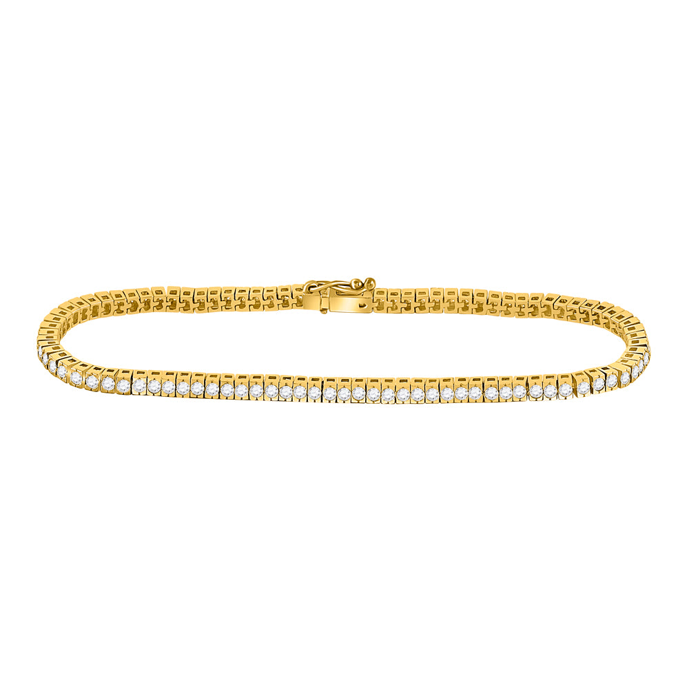 14kt Yellow Gold Women's Diamond Classic Tennis Bracelet 2 ctw - view 2