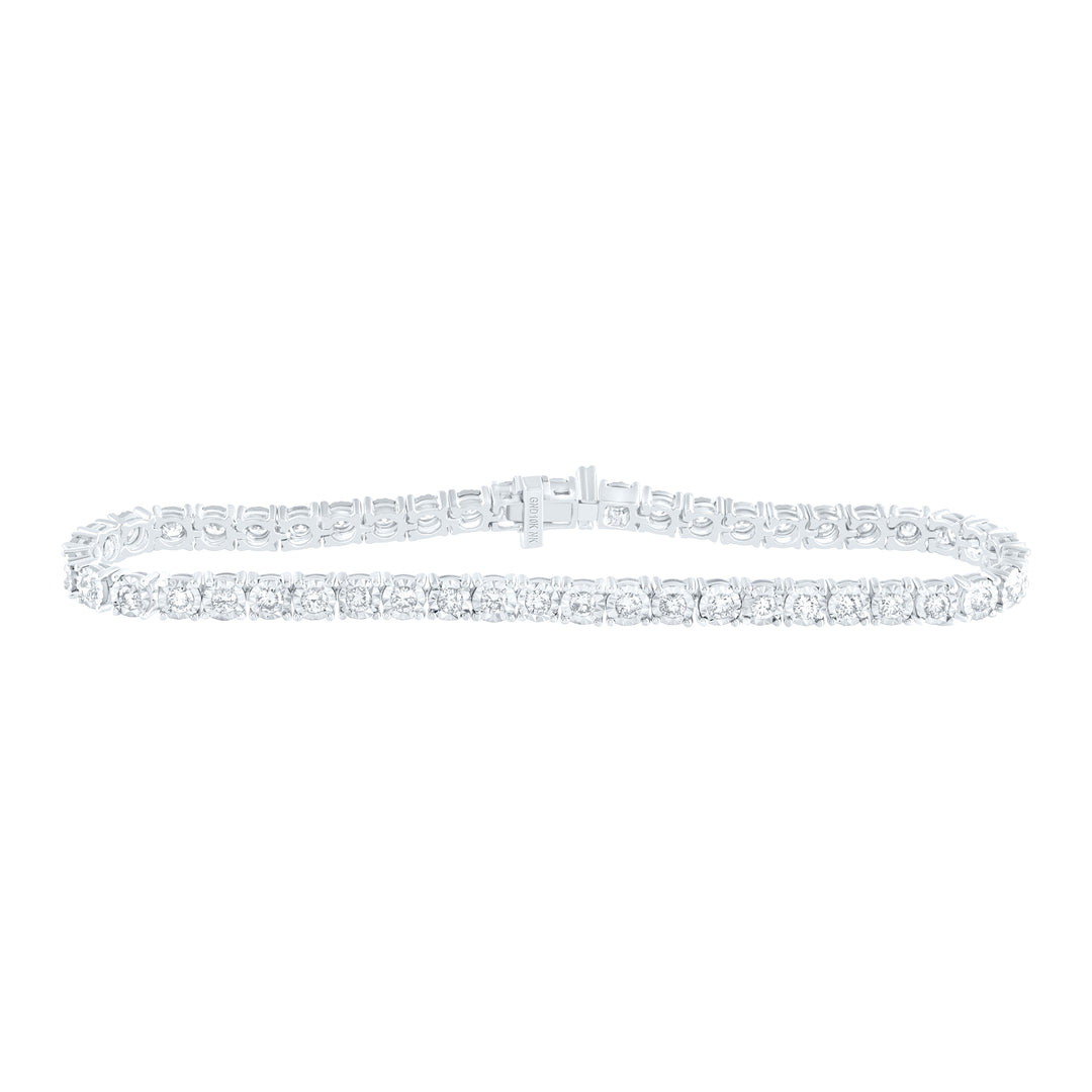 10kt White Gold Women's Diamond Classic Tennis Bracelet 1/12 ctw