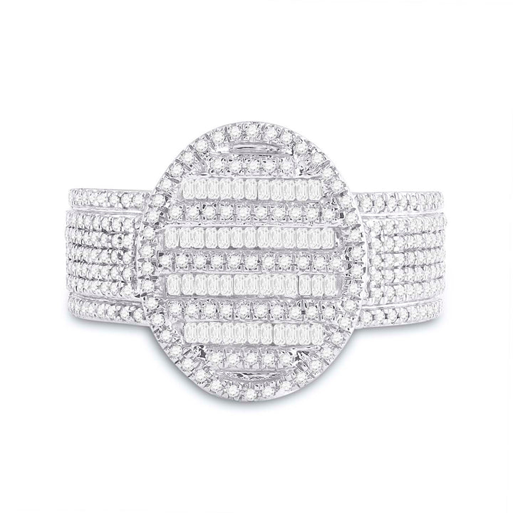10kt Yellow Gold Mens Baguette Diamond Oval Cluster Ring 1.00 Cttw