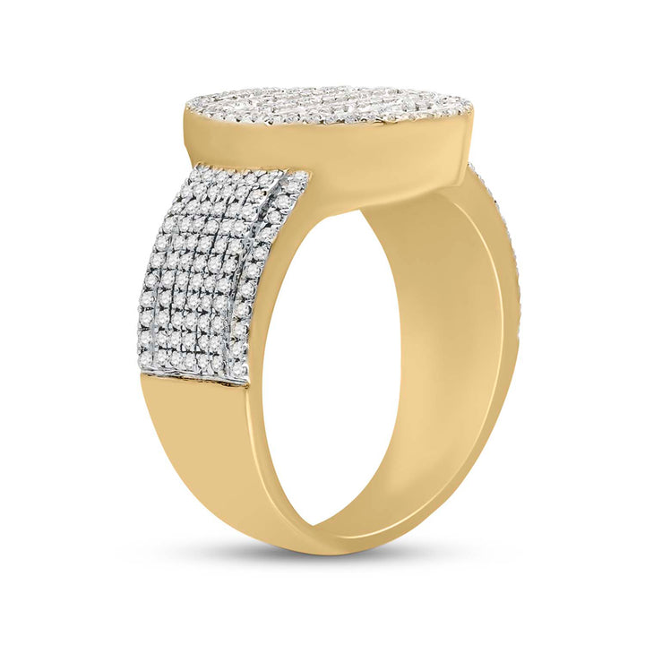 10kt Yellow Gold Mens Baguette Diamond Oval Cluster Ring 1.00 Cttw