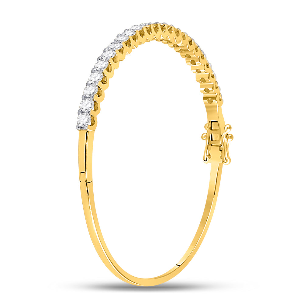 14kt Yellow Gold Women's Diamond Classic Bangle Bracelet 3 ctw - view 2