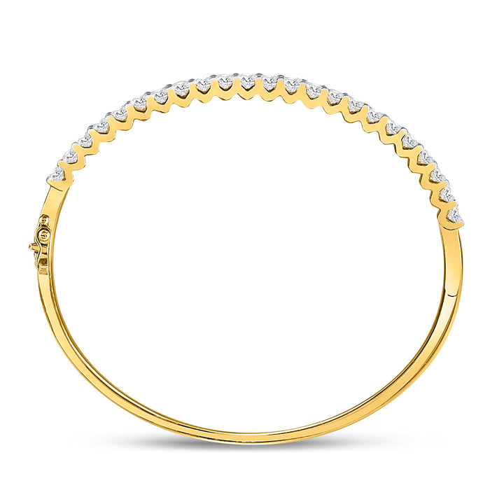 14kt Yellow Gold Women's Diamond Classic Bangle Bracelet 3 ctw - view 3