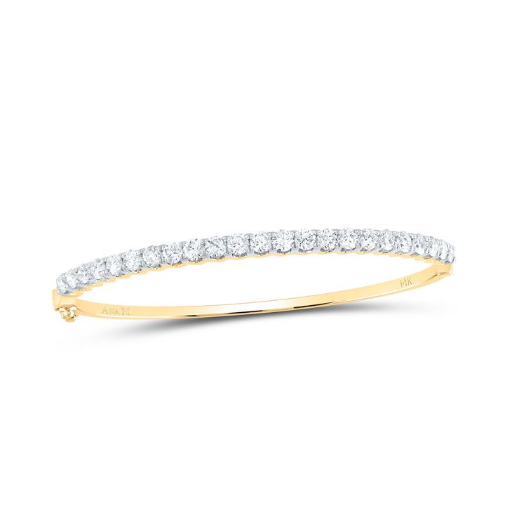 14kt Yellow Gold Women's Diamond Classic Bangle Bracelet 3 ctw - view 4
