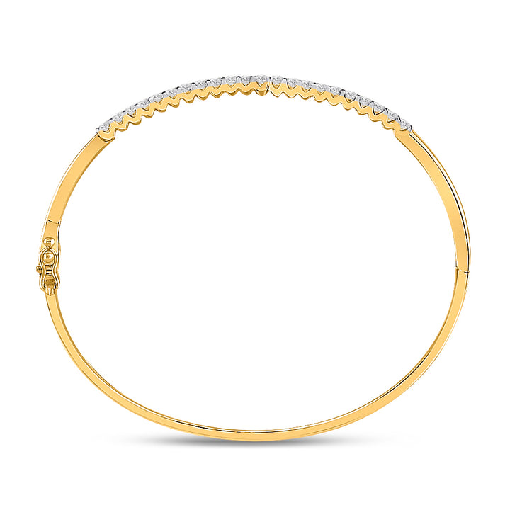 14kt Yellow Gold Womens Round Diamond Bypass Bangle Bracelet 1.00 Cttw