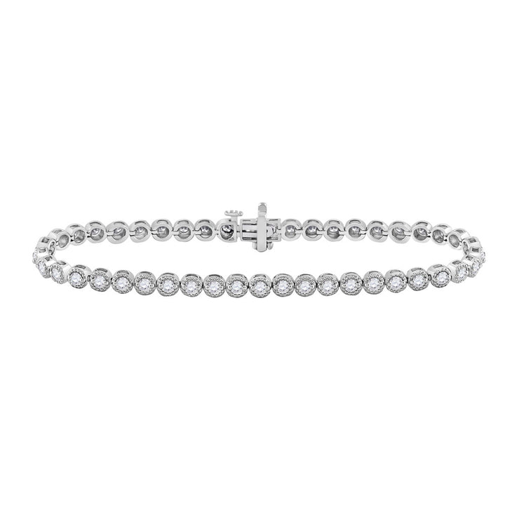 14kt White Gold Women's Diamond Milgrain Tennis Bracelet 2 ctw - view 2
