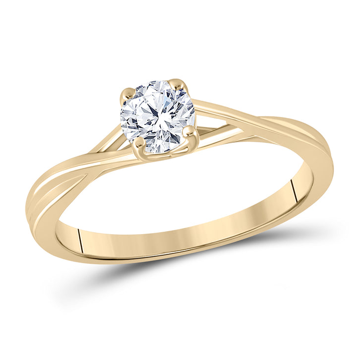 14kt Yellow Gold Womens Round Diamond Solitaire Bridal Wedding Engagement Ring 1/2 Cttw (Certified)