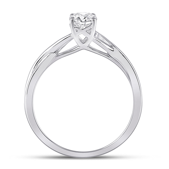 14kt White Gold Womens Round Diamond Solitaire Bridal Wedding Engagement Ring 1/2 Cttw (Certified)